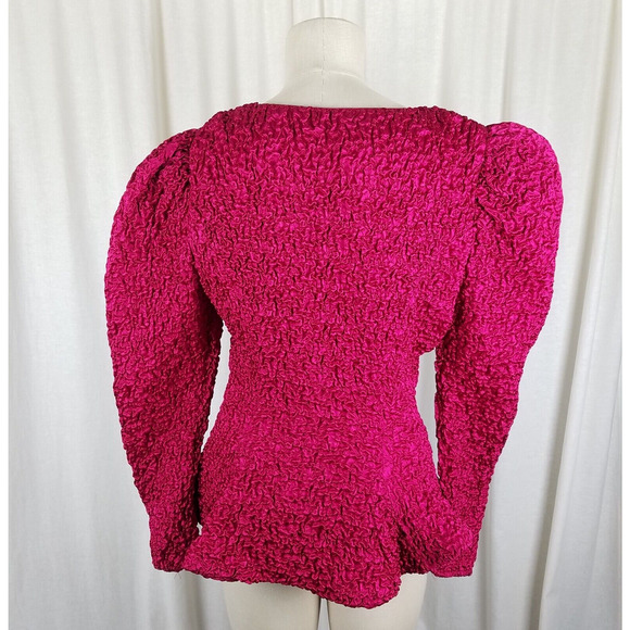 Farinae Collections Crinkle Fabric Peplum Blazer Jacket Womens 12 Vintage Formal - Picture 2 of 8